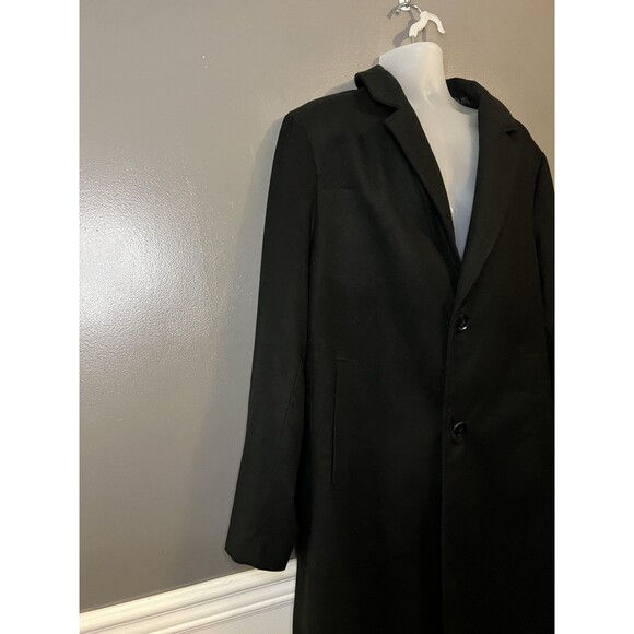 Fashion Nova Men Coat Mens 2XL Black Classic Overcoat Long Dressy Jacket Poly - Picture 4 of 14